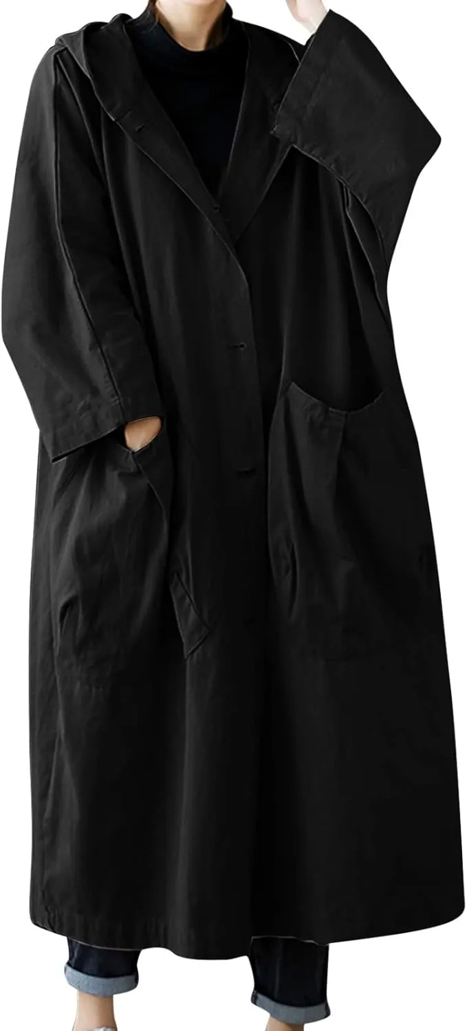 Classic Belted Lapel Overcoat Outwear Long Womens Jacket Overcoat Women'S Coat Womens Fall Fashion Winter Trench