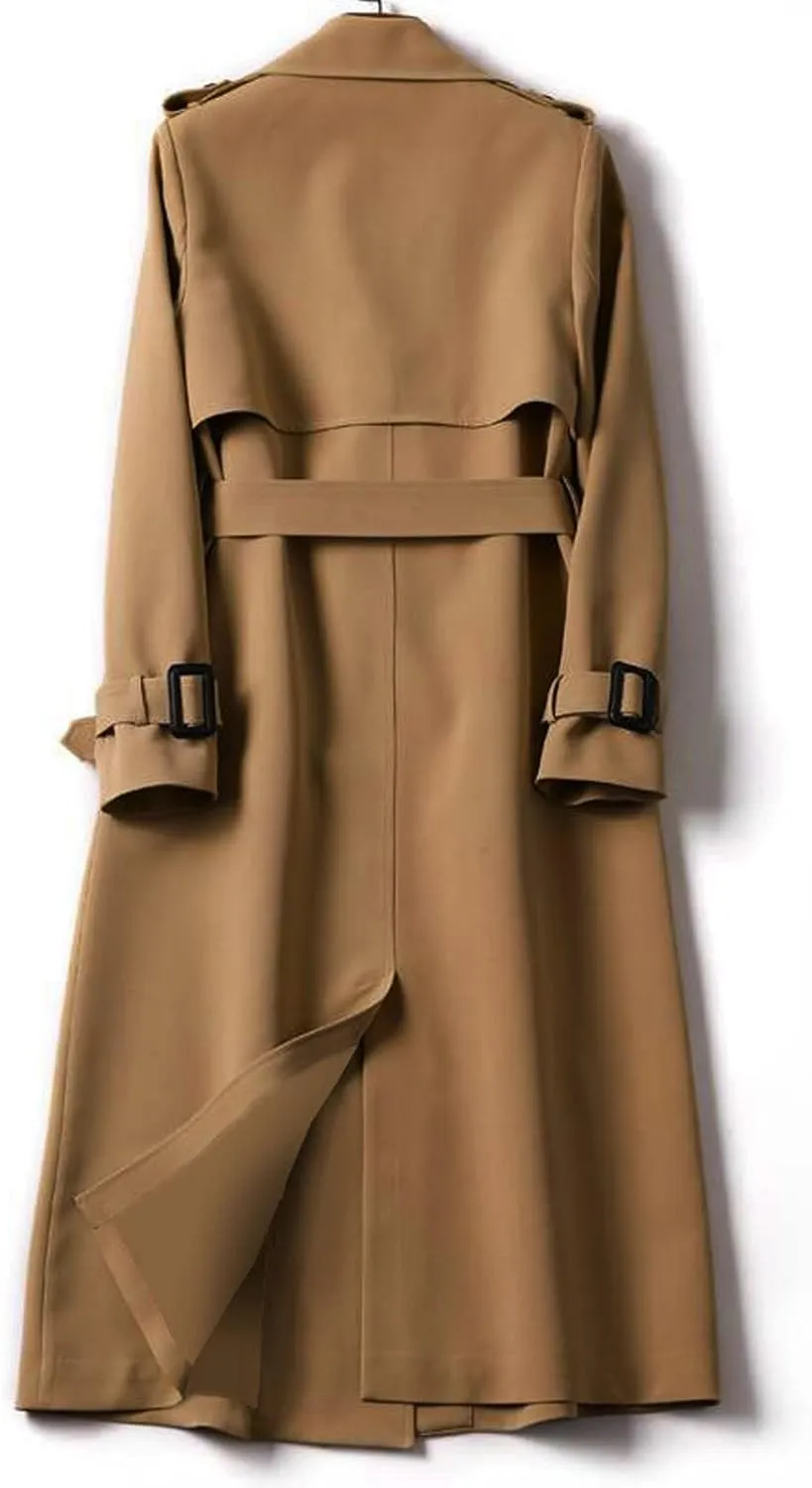 Classic Belted Lapel Overcoat Outwear Long Womens Jacket Overcoat Women'S Coat Womens Fall Fashion Winter Trench