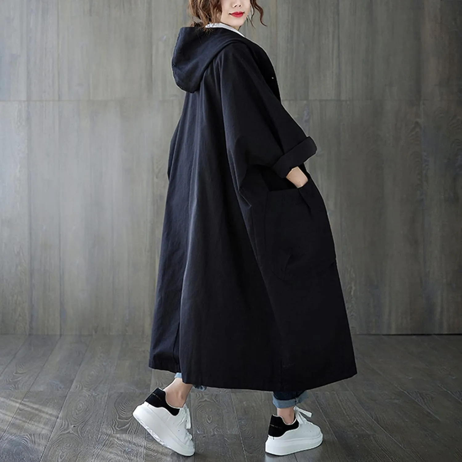 Classic Belted Lapel Overcoat Outwear Long Womens Jacket Overcoat Women'S Coat Womens Fall Fashion Winter Trench