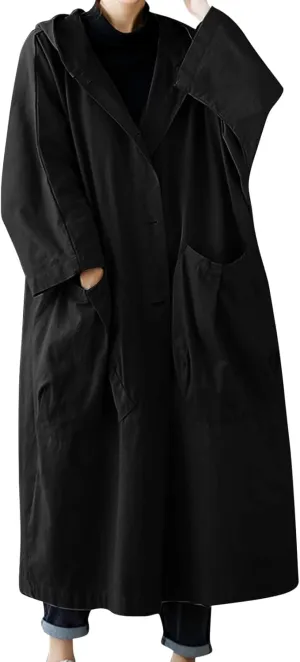 Classic Belted Lapel Overcoat Outwear Long Womens Jacket Overcoat Women'S Coat Womens Fall Fashion Winter Trench