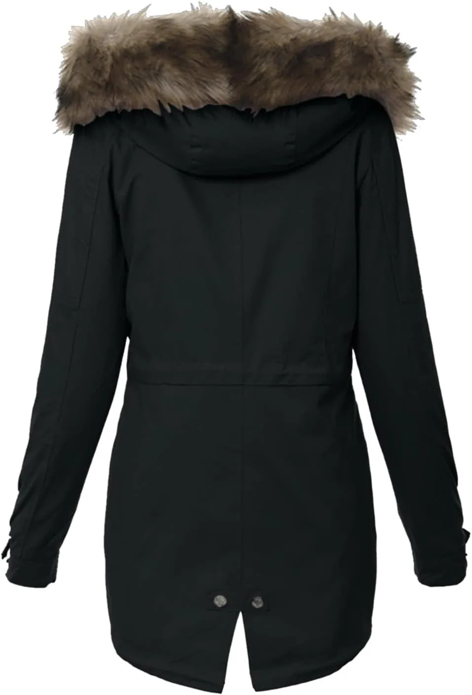 cooki Winter Coats for Women 2023 Trendy Women's Winter Sherpa Lined Faux Fur Hooded Mid Long Safari Parka Coat Puffer Jacket