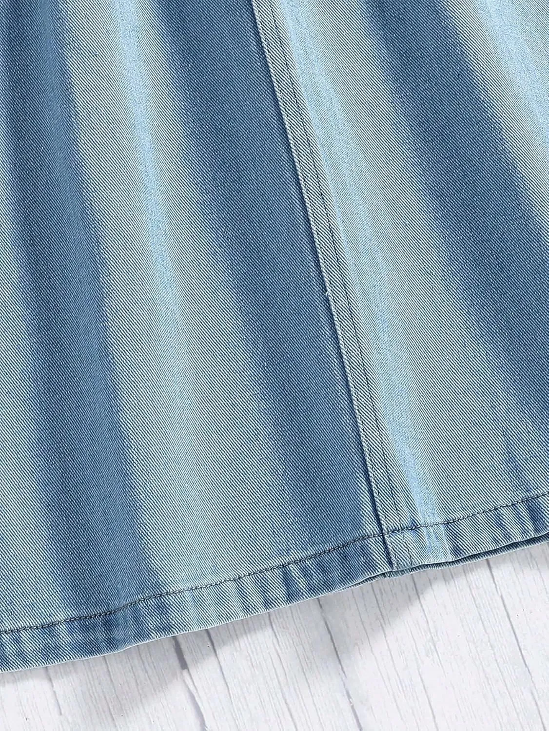 COZYEASE Girls' Paperbag High Waist A Line Skirt Button Front Midi Denim Skirts with Pocket