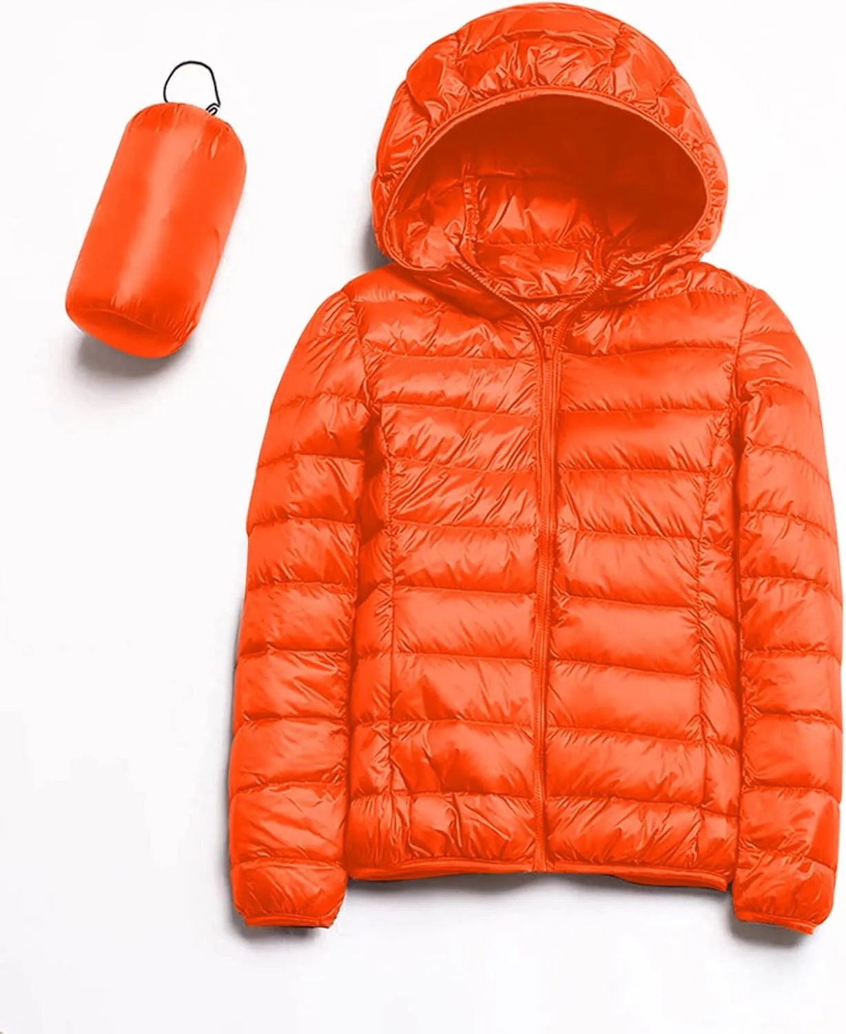 Cropped Puffer Jacket Women Lightweight Down Jacket Packable Parkas Jacket Short Full Zip Winter Hooded Quilted Coat