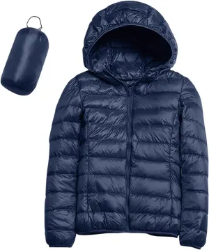 Cropped Puffer Jacket Women Lightweight Down Jacket Packable Parkas Jacket Short Full Zip Winter Hooded Quilted Coat