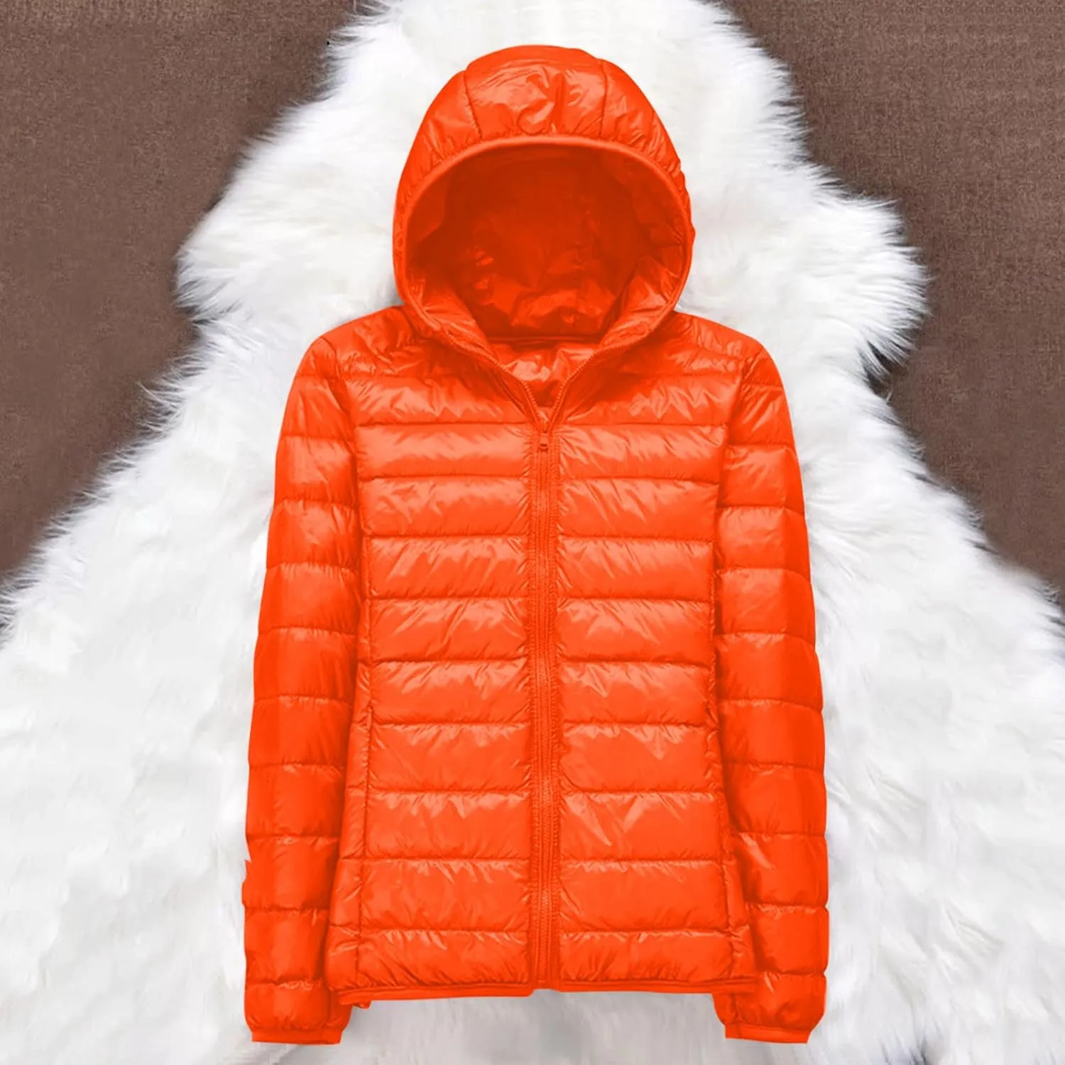 Cropped Puffer Jacket Women Lightweight Down Jacket Packable Parkas Jacket Short Full Zip Winter Hooded Quilted Coat
