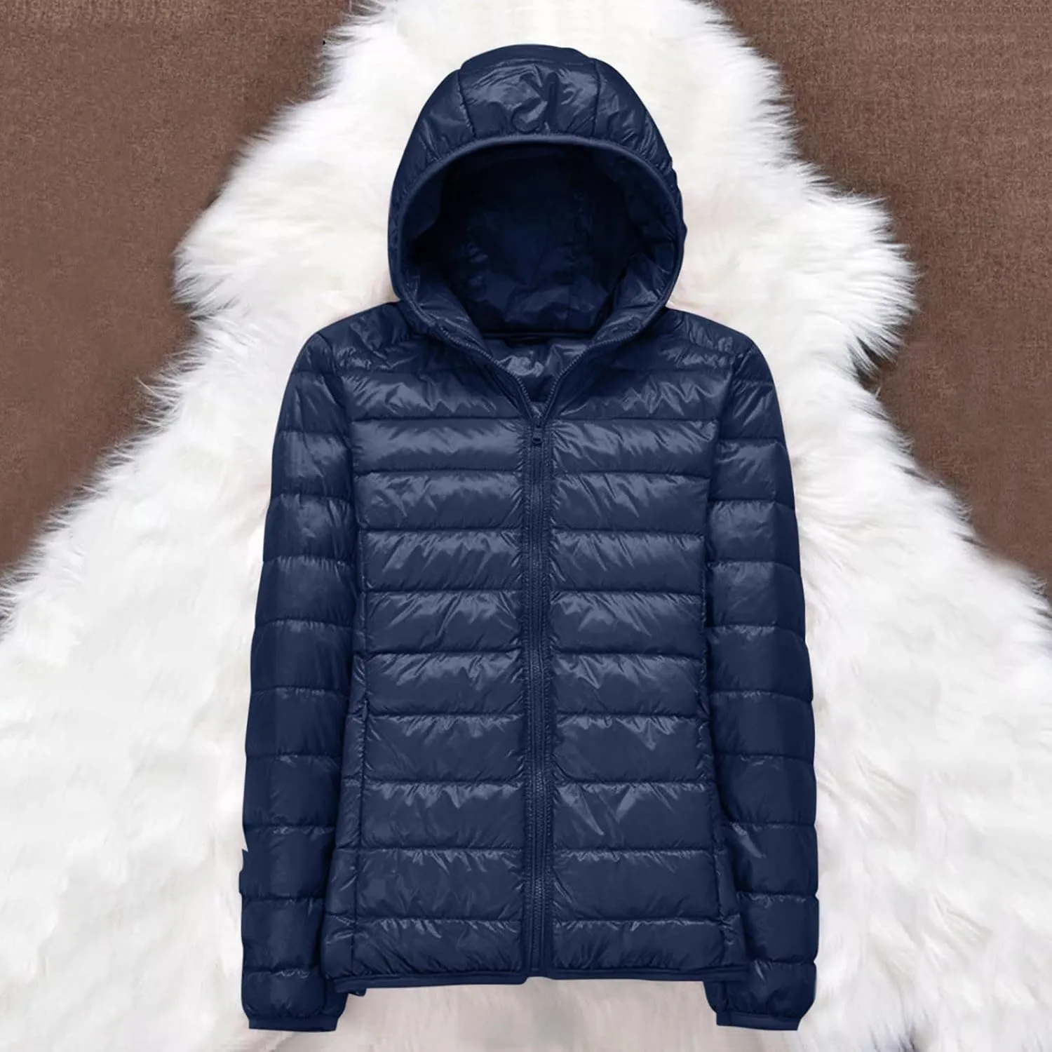 Cropped Puffer Jacket Women Lightweight Down Jacket Packable Parkas Jacket Short Full Zip Winter Hooded Quilted Coat