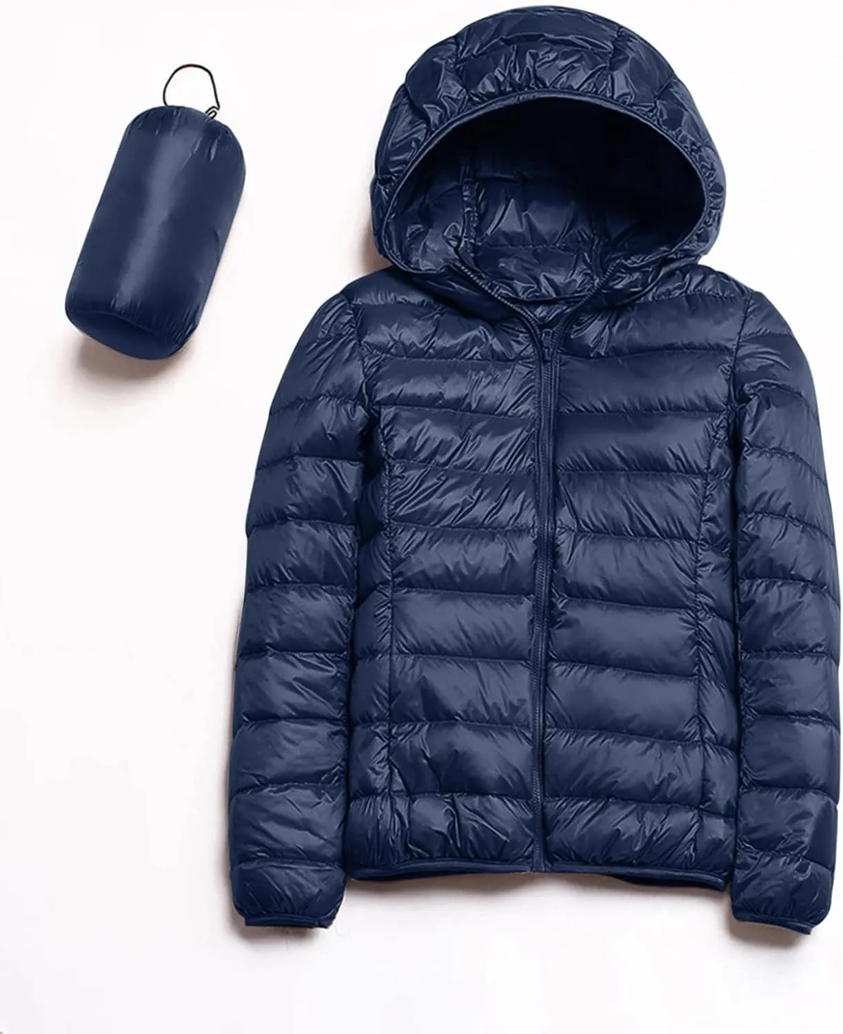 Cropped Puffer Jacket Women Lightweight Down Jacket Packable Parkas Jacket Short Full Zip Winter Hooded Quilted Coat