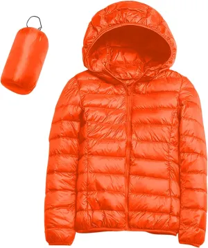 Cropped Puffer Jacket Women Lightweight Down Jacket Packable Parkas Jacket Short Full Zip Winter Hooded Quilted Coat