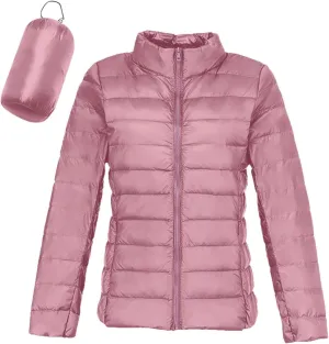 Cropped Puffer Jacket Women Ultralight Down Coat Packable Parkas Jacket Short Zip Up Warm Hooded Quilted Coat