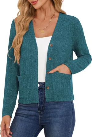 CZYINXIAN Women's 2024 Cropped Cardigan Long Sleeve Summer Lightweight Cardigan Casual Thin Cropped Cardigans with Pockets