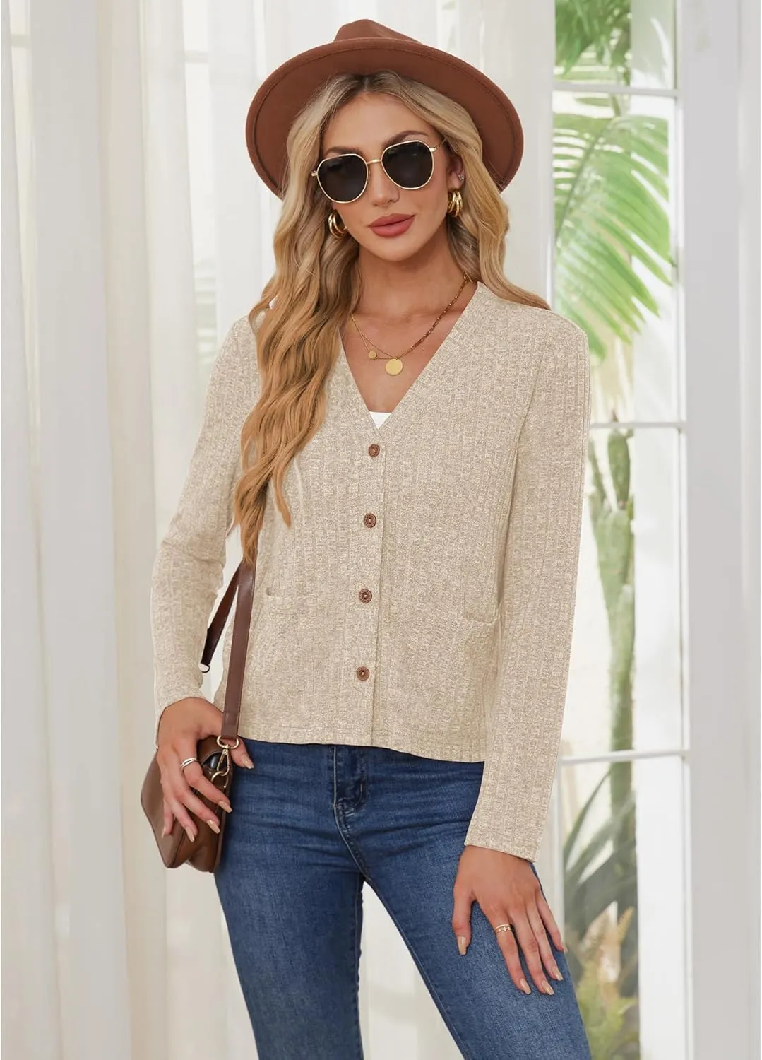 CZYINXIAN Women's 2024 Cropped Cardigan Long Sleeve Summer Lightweight Cardigan Casual Thin Cropped Cardigans with Pockets