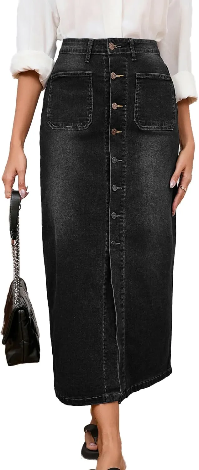 Denim Skirts for Women Comfy Stretch Jean Skirt