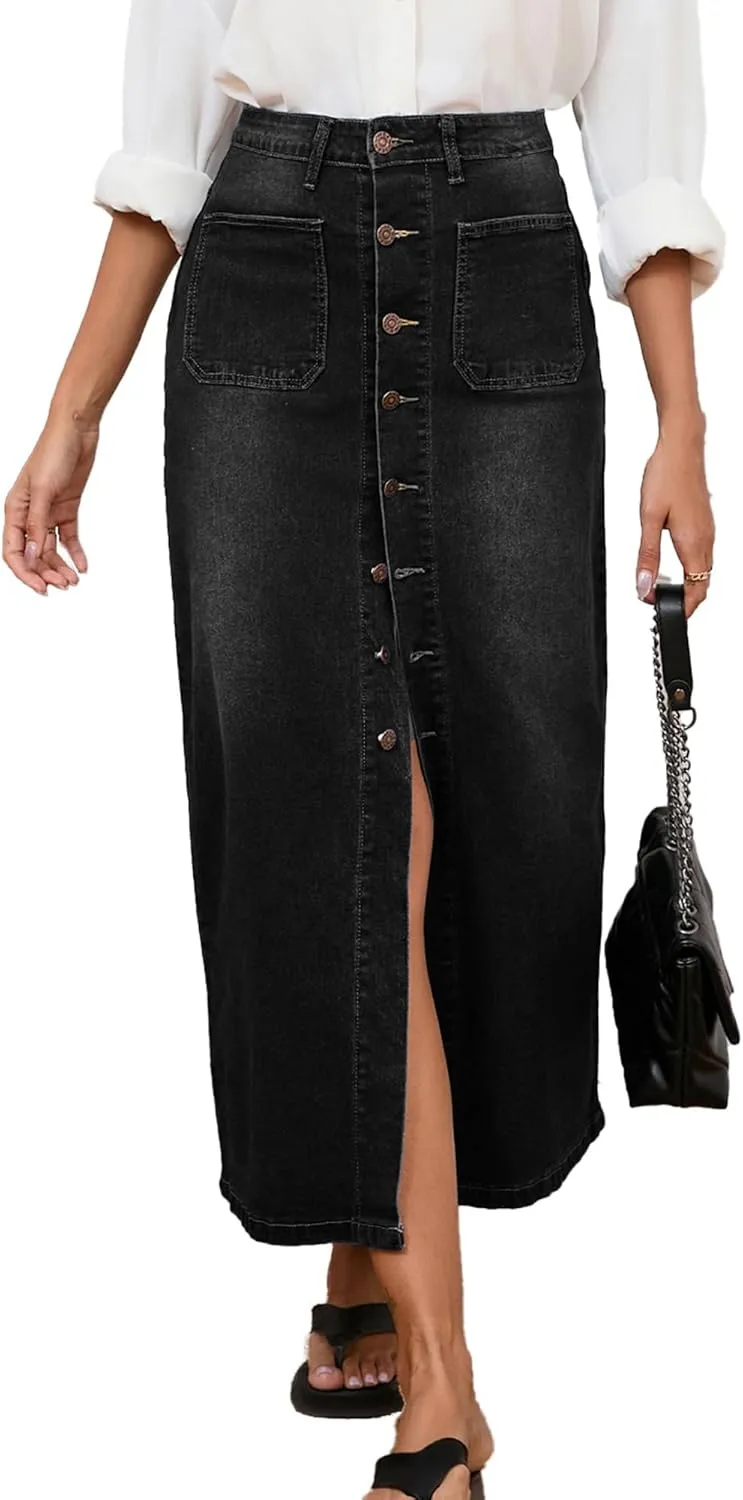Denim Skirts for Women Comfy Stretch Jean Skirt