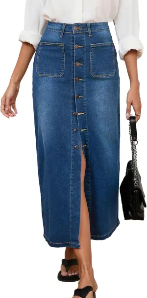 Denim Skirts for Women Comfy Stretch Jean Skirt