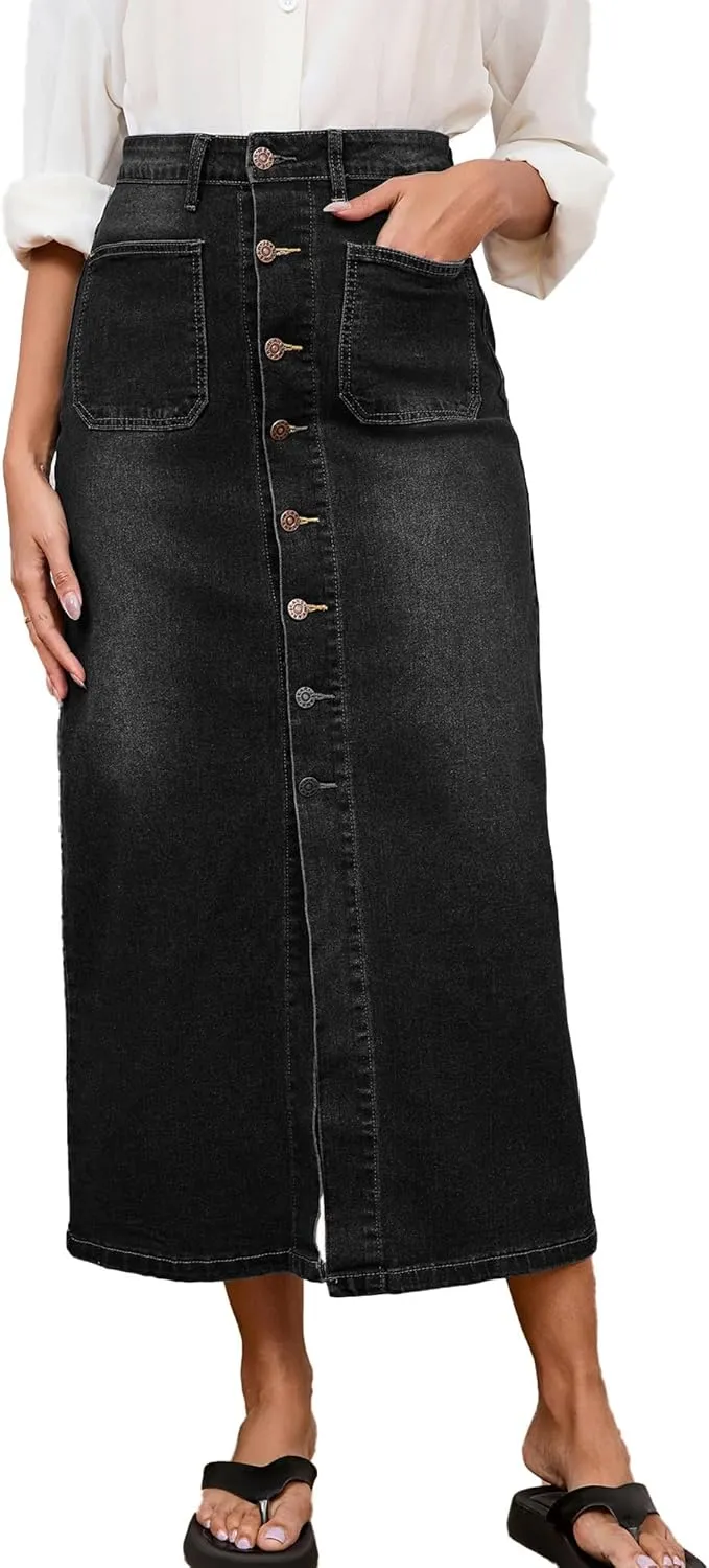 Denim Skirts for Women Comfy Stretch Jean Skirt