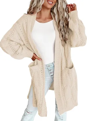 Dokotoo Long Cardigans for Women Open Front Long Sleeves Lightweight Fall Sweaters with Pockets