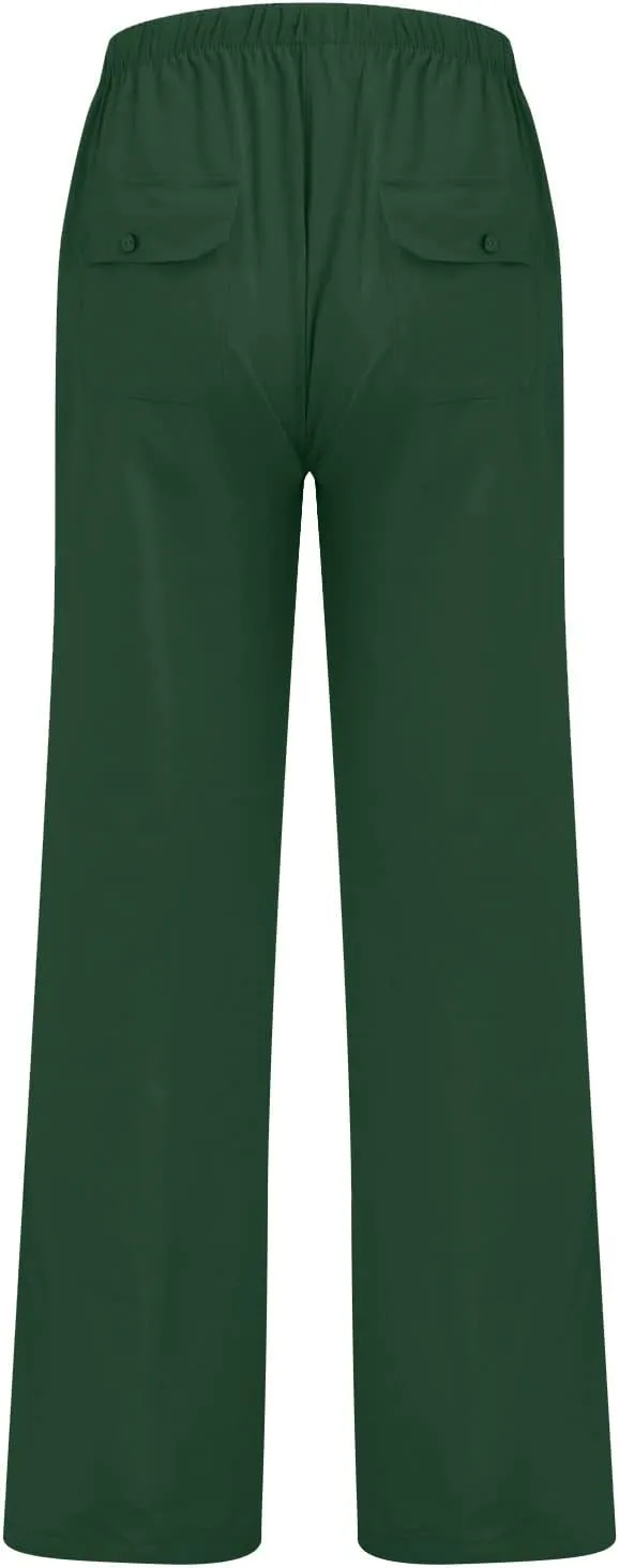 Dudubaby Mens Drawstring Pants Men's Casual Loose and Comfortable Casual Pants Cotton Linen Printed Drawstring Trousers