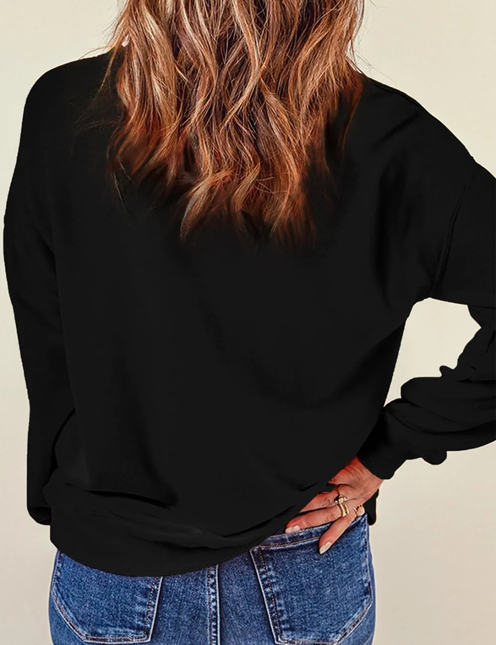 Ecosunny Christmas Sweatshirts Womens Sequin Santa Graphic Shirt Csausl Crewneck Long Sleeve Holiday Pullover Tops