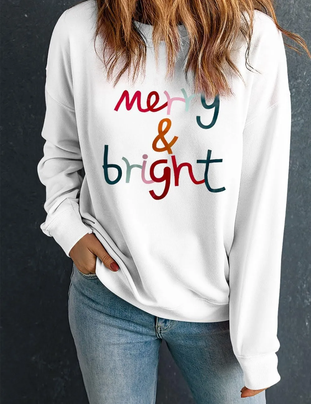 Ecosunny Christmas Sweatshirts Womens Sequin Santa Graphic Shirt Csausl Crewneck Long Sleeve Holiday Pullover Tops