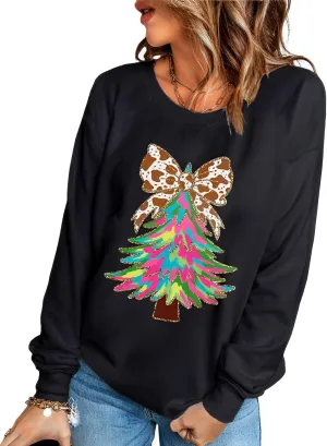 Ecosunny Christmas Sweatshirts Womens Sequin Santa Graphic Shirt Csausl Crewneck Long Sleeve Holiday Pullover Tops