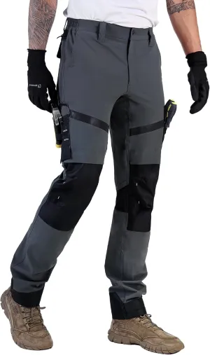 Ellobird Construction Work Pants for Men Summer Cargo 4 Way Stretch Relaxed Fit Water Repellent Double Knee Work Utility