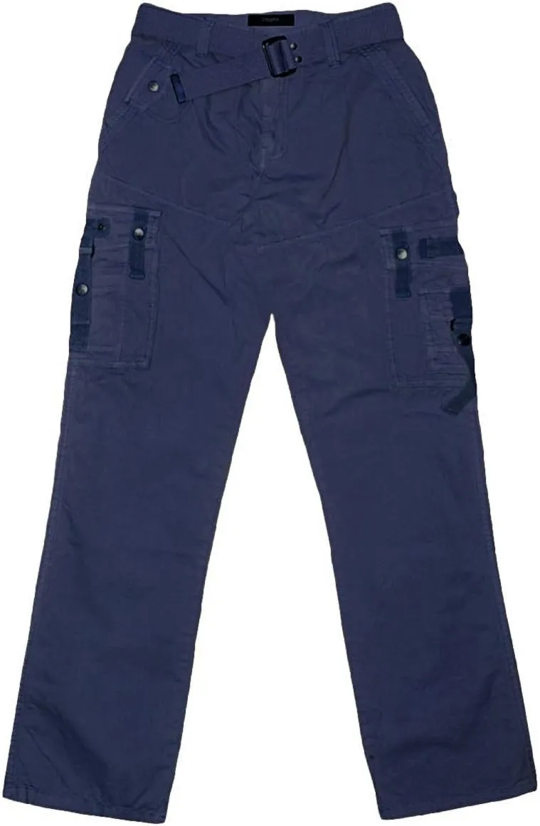 ETHANOL Men Relaxed Cargo Pants with 6 Big Pockets Casual Work Combat Trousers