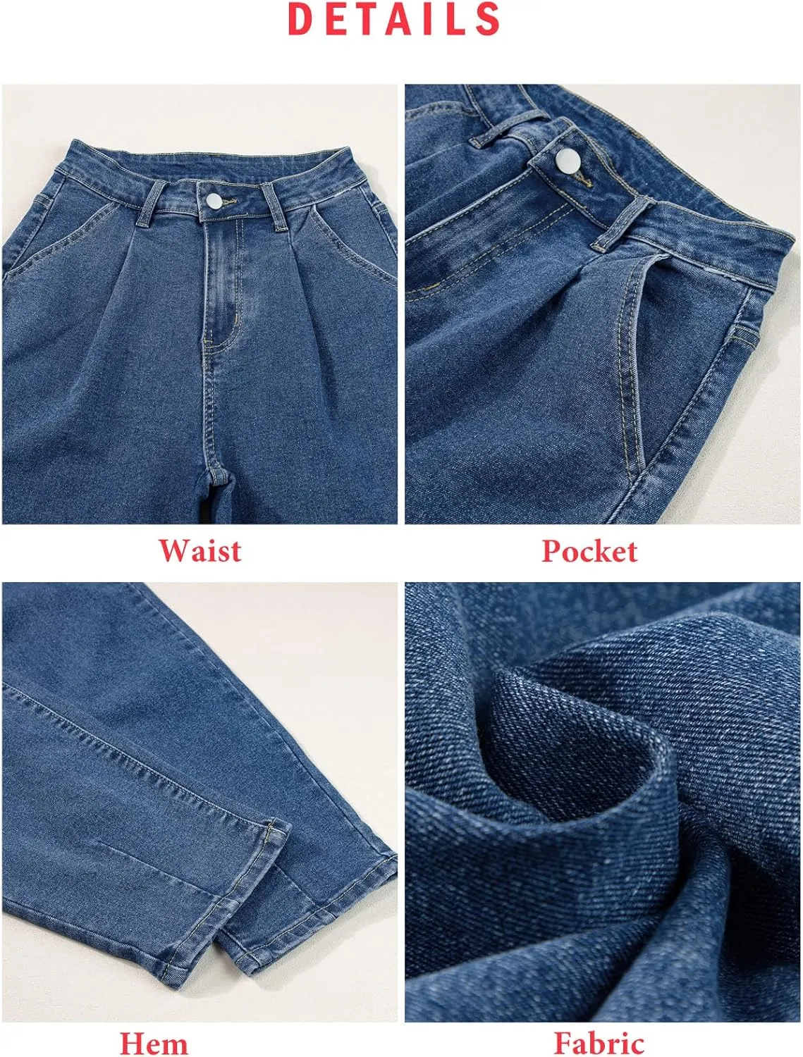 EVALESS Womens Baggy Jeans High Waisted Stretchy Boyfriend Barrel Denim Ankle Pants