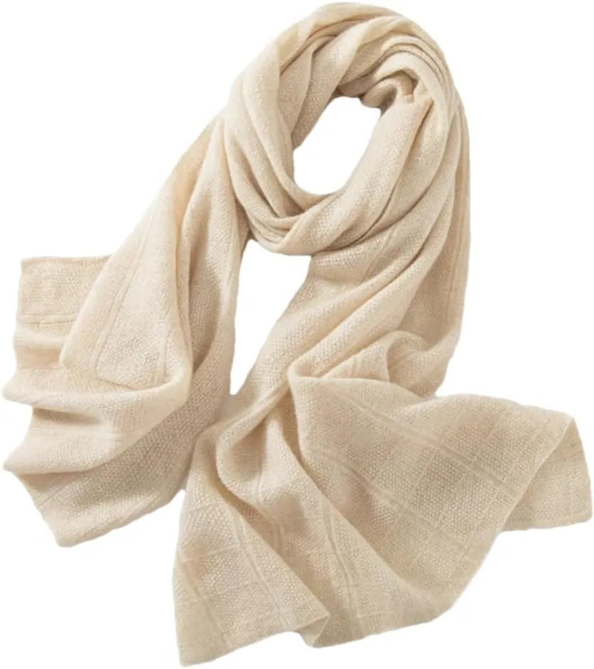 Fnfmrfmr Women Cashmere Wool Scarf, Ultra Soft Classic Lattice Solid Color Winter Scarf Soft Warm