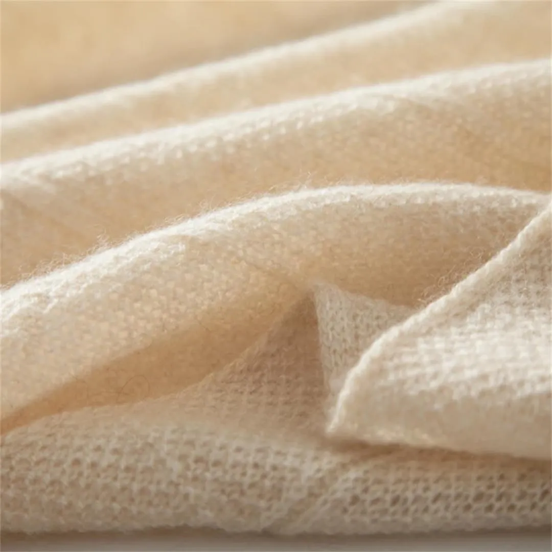 Fnfmrfmr Women Cashmere Wool Scarf, Ultra Soft Classic Lattice Solid Color Winter Scarf Soft Warm
