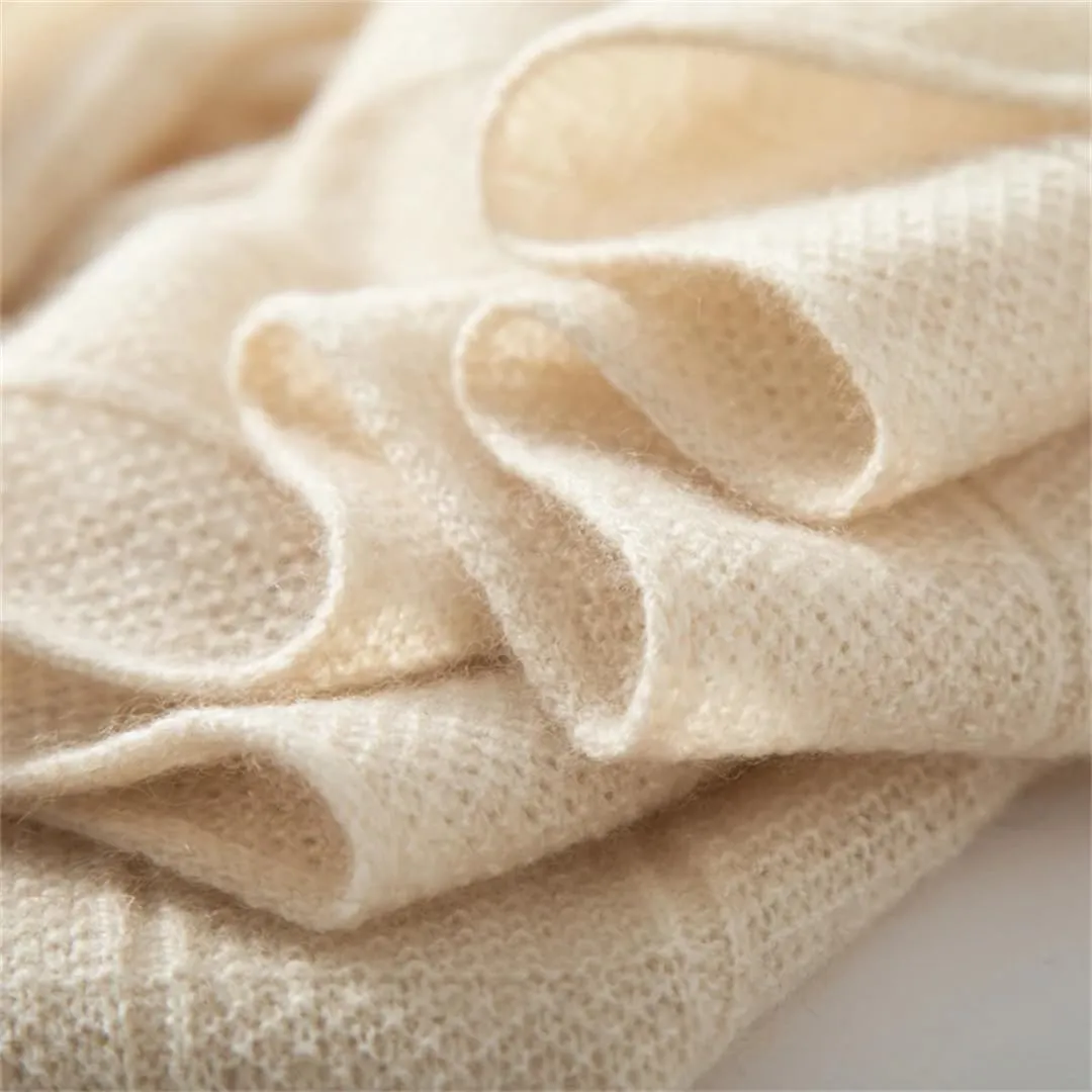 Fnfmrfmr Women Cashmere Wool Scarf, Ultra Soft Classic Lattice Solid Color Winter Scarf Soft Warm