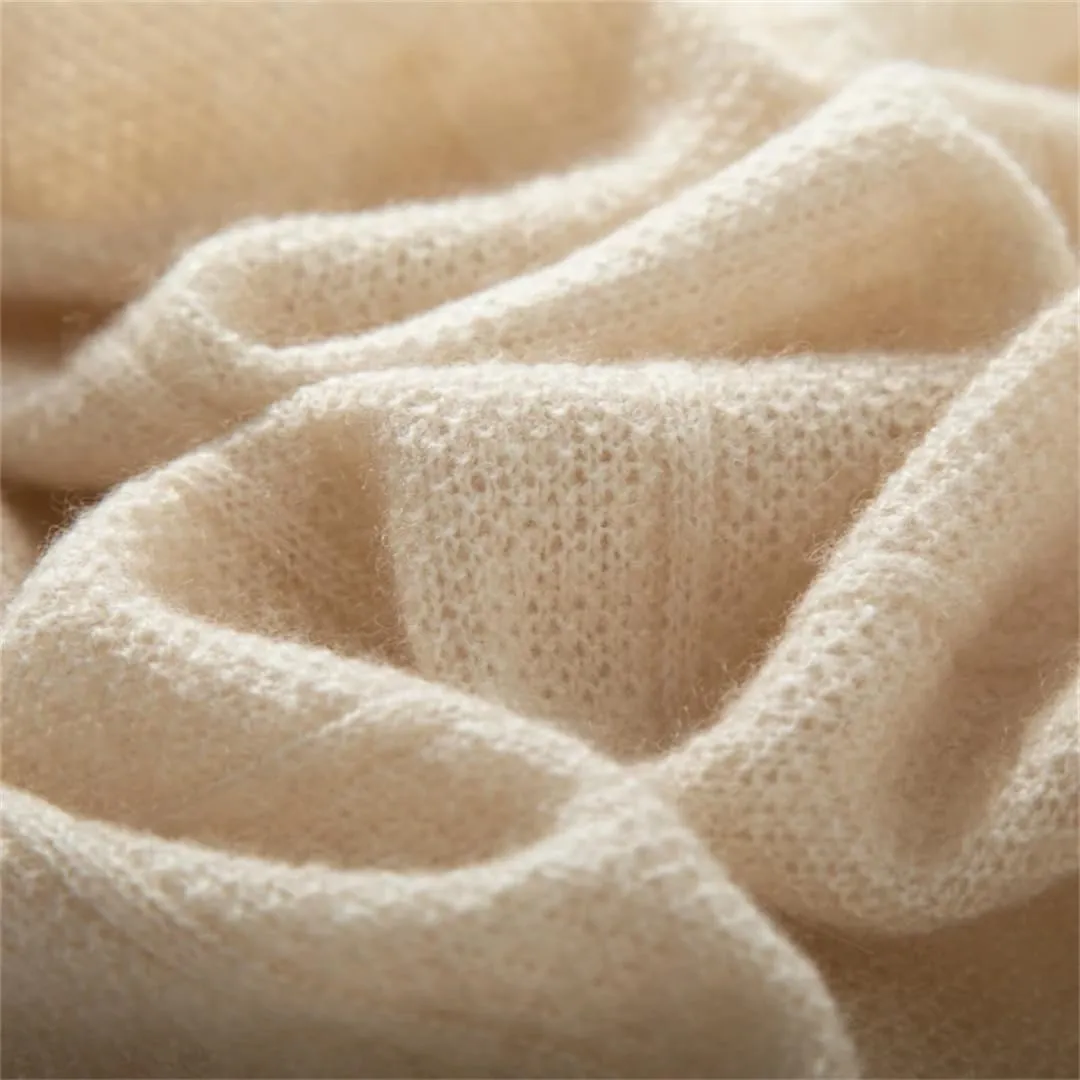 Fnfmrfmr Women Cashmere Wool Scarf, Ultra Soft Classic Lattice Solid Color Winter Scarf Soft Warm