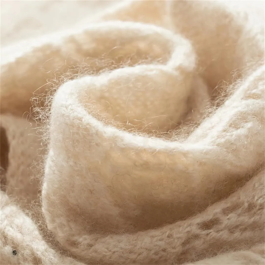 Fnfmrfmr Women Winter Cashmere Blend Scarves Solid Knitted Keep Warm Soft Shawl Wrap Scarf