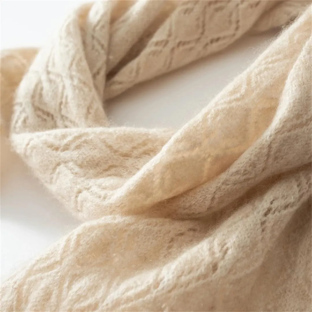Fnfmrfmr Women Winter Cashmere Blend Scarves Solid Knitted Keep Warm Soft Shawl Wrap Scarf