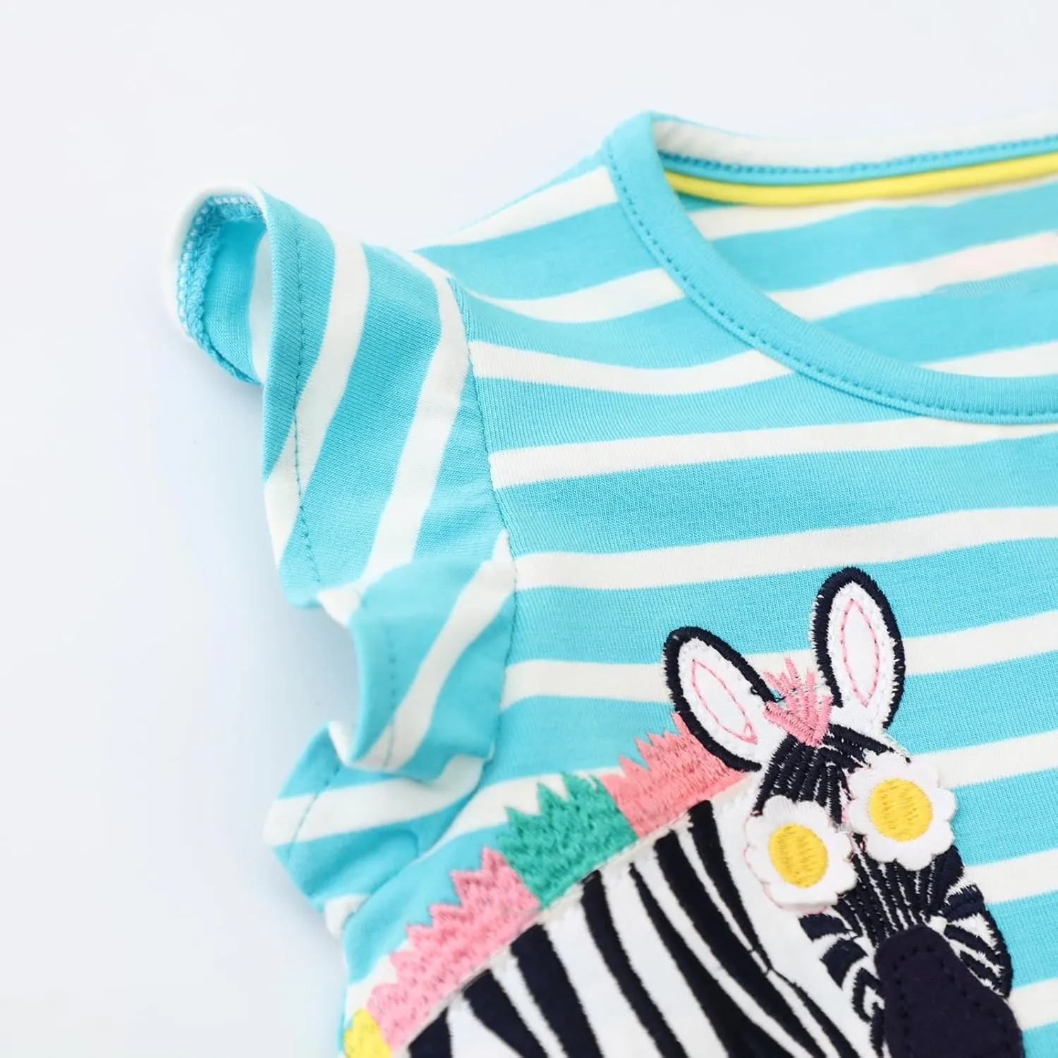 FreeLu Toddler Girls Cotton Summer Short Sleeve Dress Cartoon Print Casual Jersey Dresses
