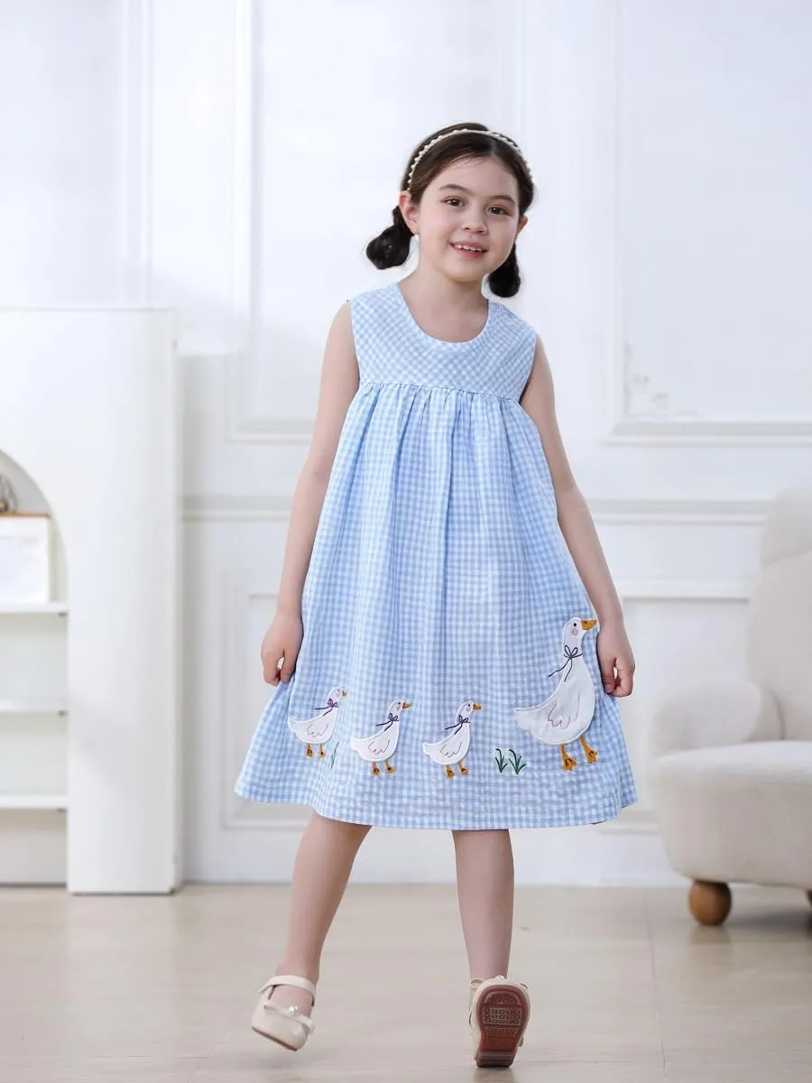 FreeLu Toddler Girls Cotton Summer Short Sleeve Dress Cartoon Print Casual Jersey Dresses