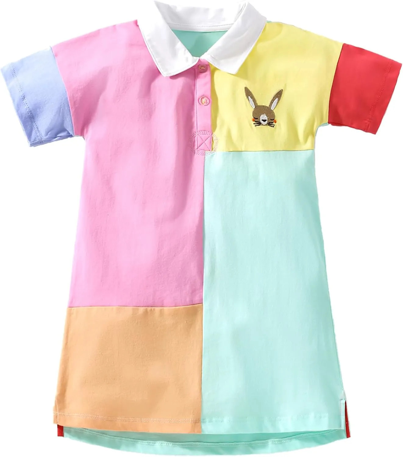 FreeLu Toddler Girls Cotton Summer Short Sleeve Dress Cartoon Print Casual Jersey Dresses