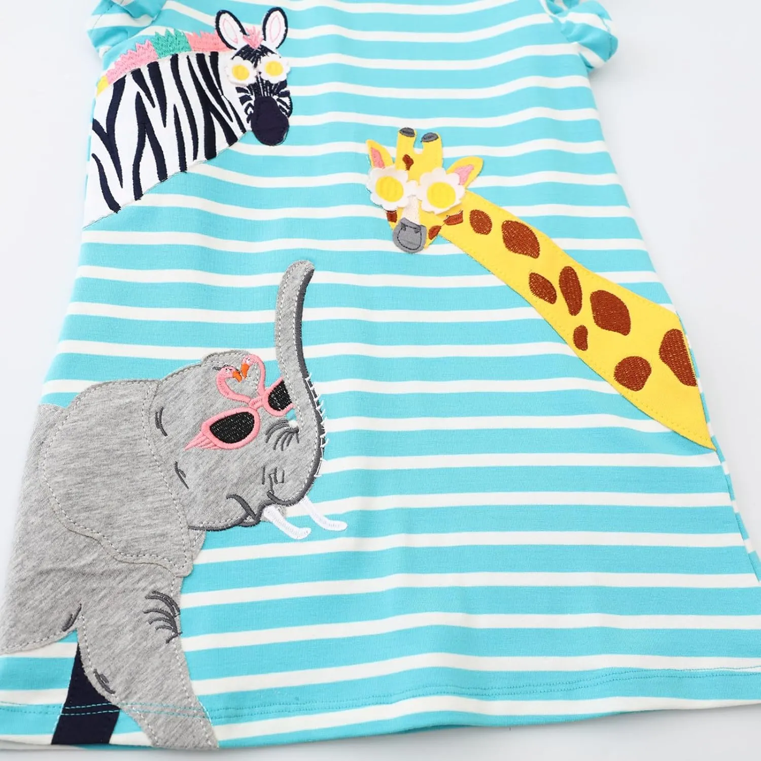 FreeLu Toddler Girls Cotton Summer Short Sleeve Dress Cartoon Print Casual Jersey Dresses