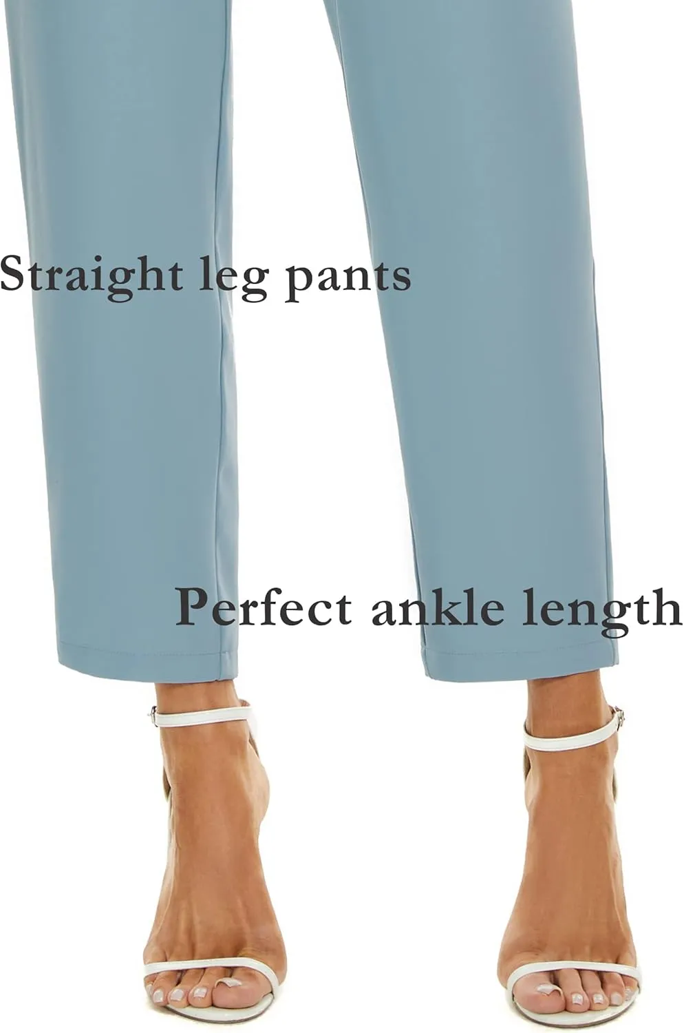 Ginasy Womens Paperbag Pants High Waisted Business Casual Pants Work Office Elastic Slacks Straight Leg Trousers Pockets