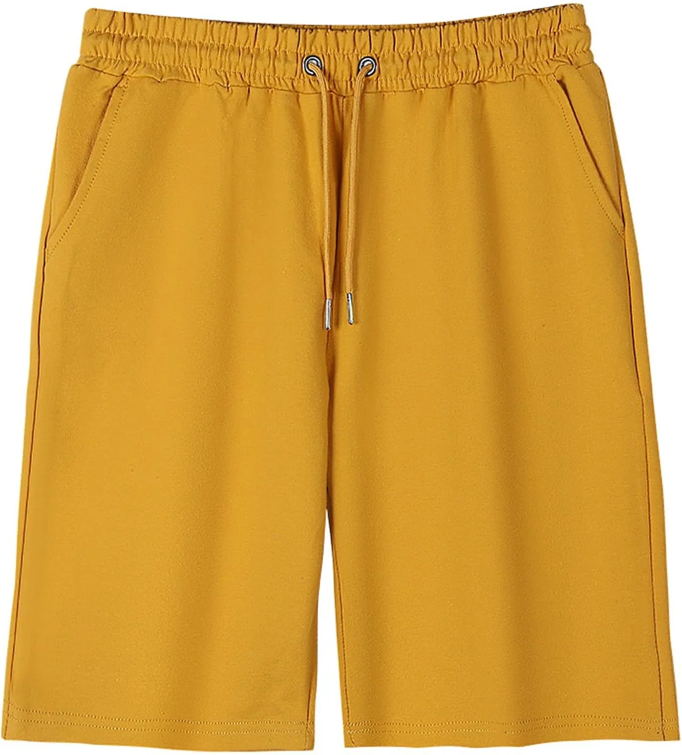 Girls Boys Shorts Summer Cotton Athletic Knee Length Pants with Pockets Elastic Wasted Drawstring Wide Leg Trousers
