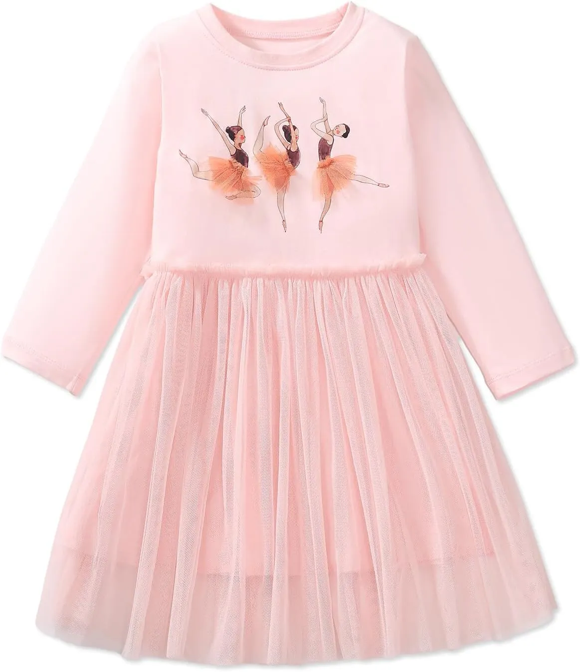Girls Dresses for Winter Long Sleeve Toddler Girls Clothes Party Tulle Cotton Casual Dresses