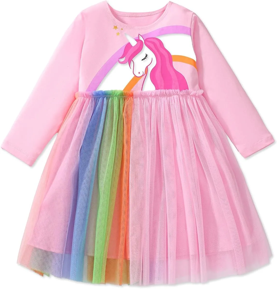 Girls Dresses for Winter Long Sleeve Toddler Girls Clothes Party Tulle Cotton Casual Dresses