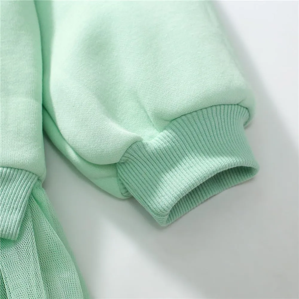 Girls Dresses for Winter Long Sleeve Toddler Girls Clothes Party Tulle Cotton Casual Dresses
