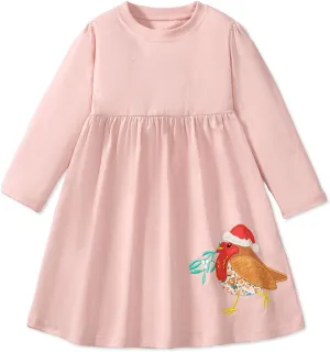 Girls Dresses for Winter Long Sleeve Toddler Girls Clothes Party Tulle Cotton Casual Dresses