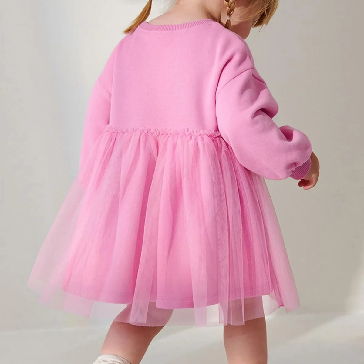 Girls Dresses for Winter Long Sleeve Toddler Girls Clothes Party Tulle Cotton Casual Dresses