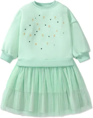 Girls Dresses for Winter Long Sleeve Toddler Girls Clothes Party Tulle Cotton Casual Dresses