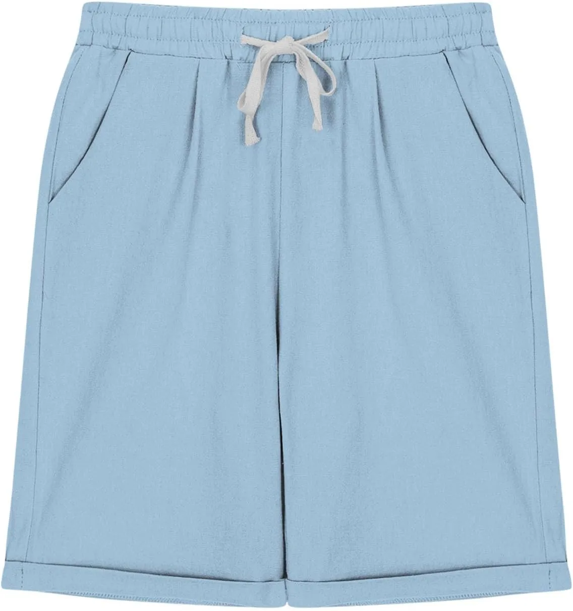 Girls Linen Matching Shorts Knee Length Outfits Beach Vacation Bermuda Shorts Summer Athlete Pants 3-13 Years