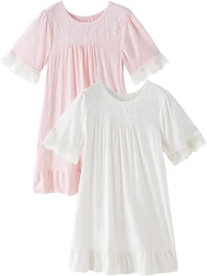 Girls' Princess Dress,Soft Summer Short Sleeve Casual Dresses 3-12Years