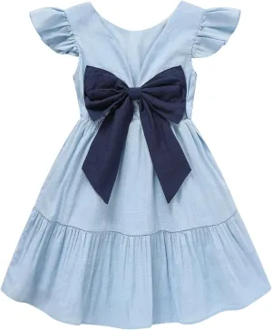 GRNSHTS Toddler Girls Dress Ruffle Sleeveless Backless Bowknot Kids Baby Casual Dresses