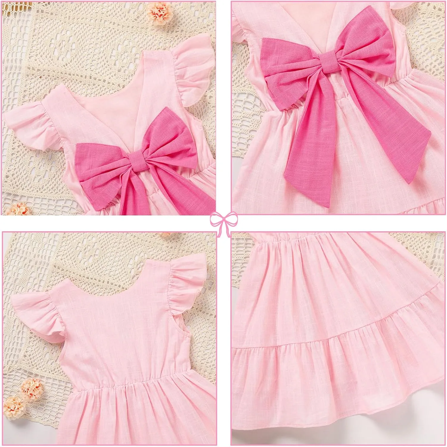 GRNSHTS Toddler Girls Dress Ruffle Sleeveless Backless Bowknot Kids Baby Casual Dresses