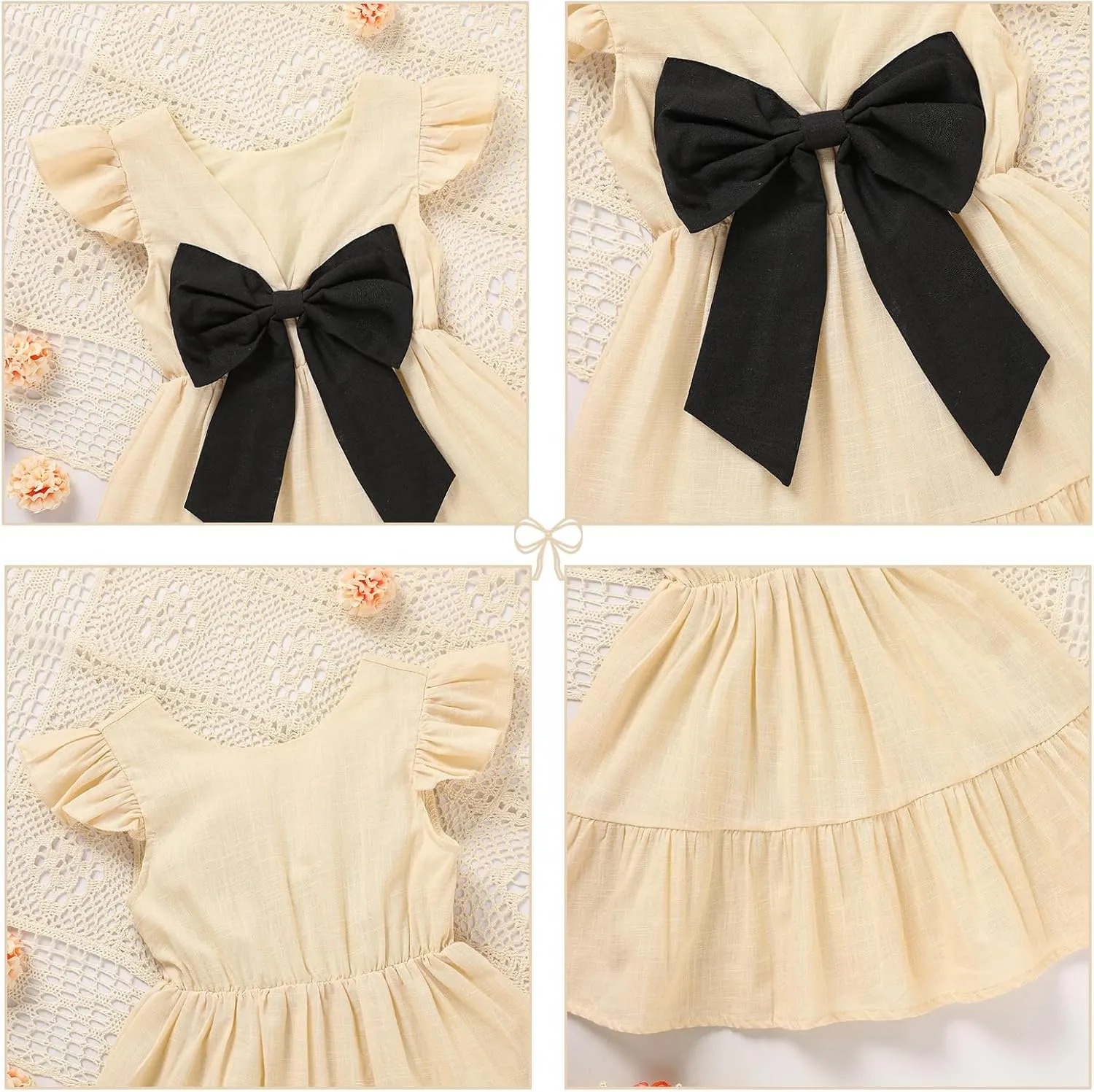 GRNSHTS Toddler Girls Dress Ruffle Sleeveless Backless Bowknot Kids Baby Casual Dresses